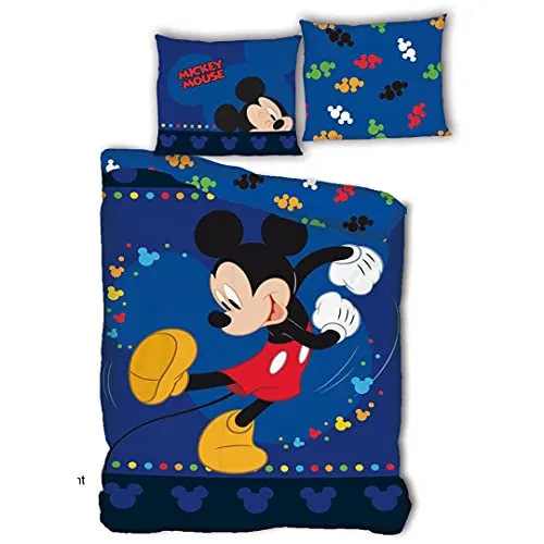 Mickey Mouse Bettwäsche-Set 'Jump' - Bettwaren-Set für Kinder mit 140x200 cm Bettbezug und 63x63 cm Kissenbezug, aus 100% Polyester, pflegeleicht und mit Disney-Motiv für ein fröhliches Kinderzimmer.