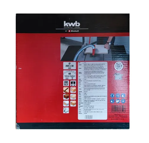 KWB HM TCT Kreissägeblatt 250 x3,2 x 30 mm 48 Zähne - Sonstige, Hochwertiges Hartmetall-Sägeblatt für präzise Schnitte in Holz und Kunststoffen, ideal für vielseitige Anwendungen.
