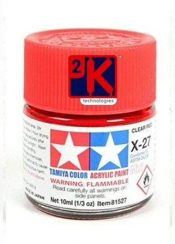 Tamiya 81527 - Acryl Modellfarbe - X-27 Klar Rot - 10Ml Glas + Pod Post UK