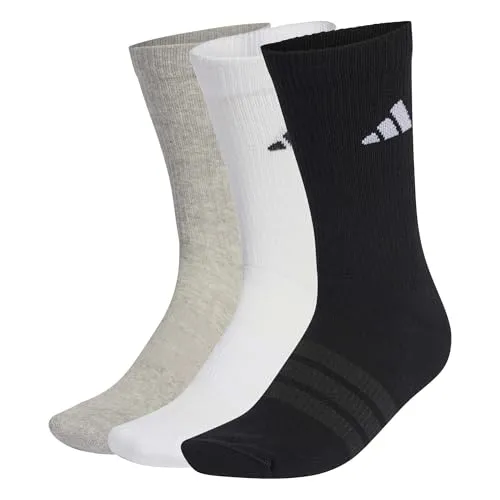 adidas Unisex CUSHIONED SPORTSWEAR CREW SOCKS 3 PAIR PACK, medium grey heather/white/black, 37-40