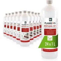 Bioethanol Hochrein 100% - 24x 1 L Flaschen für Tisch-Kamine - Dekokamine - Hochwertiges Bioethanol für maximale Wärme und geruchsfreie Verbrennung, ideal für Edelstahl-Tisch-Kamine.