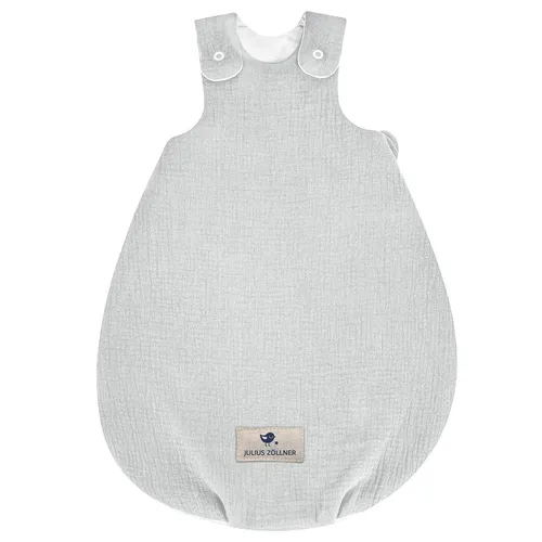 Julius Zöllner Babyschlafsack Terra 50/56 cm grau - Schlafsack aus 100% Musselin-Baumwolle, atmungsaktiv und perfekt für einen ruhigen Schlaf Ihres Babys.