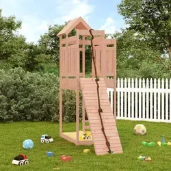 vidaXL Spielturm mit Kletterwand aus Douglasienholz - Spielplatz für Zuhause, aus robustem Douglasien-Massivholz gefertigt, mit Kletterwand, Plattform und Sandkasten für unendlichen Spielspaß!