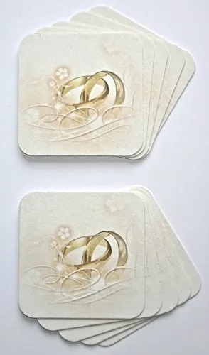 Produktbild Stück Bierdeckel Hochzeit, Glasuntersetzer, Gastronomie Deckel Getränke, Gläserdeckel, Getränkeuntersetzer, Bierfilze aus Pappe mit Ringe-Motiv 25