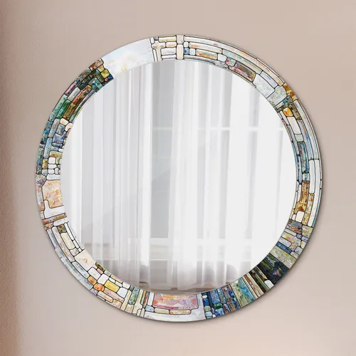 Tulup Rundbadspiegel mit Designaufdruck – Ø80cm - Eleganter Rundbadspiegel mit einzigartigem Aufdruck, ideal zur Wandmontage. Perfekte Deko für Ihr Bad, sorgt für stilvolle Akzente und ein modernes Ambiente.