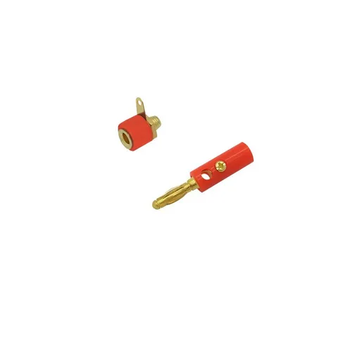Produktbild ARLI Bananen Stecker Buchse mit Lötfahne vergoldet 4 mm Audio-Adapter, 50x Bananenstecker + 50x Bananenbuchse rot