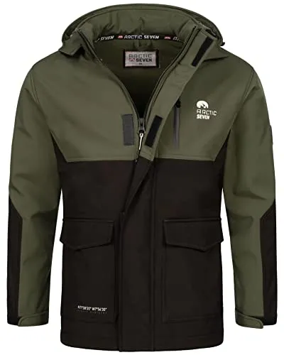 Arctic Seven Herren Softshell Outdoor Jacke AS303 - Funktionsjacke mit wasserabweisendem Material und Windschutz, ideal für Outdoor-Aktivitäten und bietet hohen Tragekomfort durch Fleece-Innenfutter.