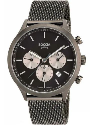 Boccia Herren Chronograph Quarz Uhr 3750-06 - Armbanduhren für Damen, elegante Herrenchronograph mit 41 mm Gehäuse, wasserdicht bis 5 Bar und Stoppuhrfunktion für präzise Zeitmessung.