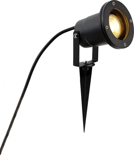 QAZQA - Modern Gartenstrahler schwarz inkl. Kabel und Stecker 200 cm IP65 - Basic I Außenbeleuchtung - Aluminium Rund - LED geeignet GU10