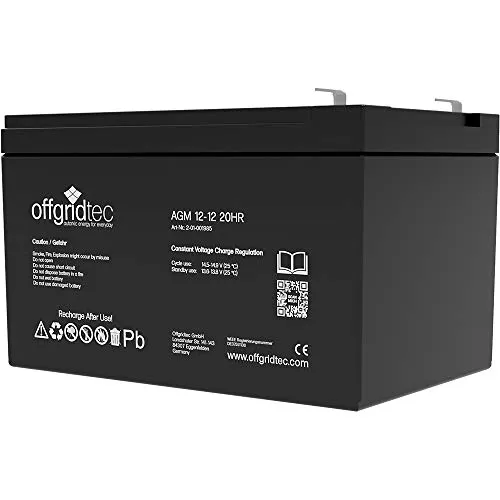 12Ah AGM Akku 12V Solarbatterie - extrem zyklenfest - Powerstations: 12V AGM Akku 12Ah von Offgridtec, wartungsfrei, langlebig und rüttelfest – die perfekte Lösung für Wohnmobile und Solar-Inselanlagen.