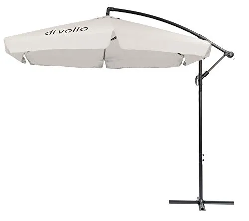 di volio Garten Sonnenschirm EMPOLI Ampelschirm mit Kurbelvorrichtung UV-Schutz Wasserabweisende Bespannung Sonnenschirm Schirm Gartenschirm (creme)