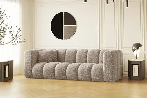 Kaiser Möbel Grand Sofa - Bequemes 3-Sitzer Relaxsofa in Beige mit Zierkissen - Kompakte Maße (230 x 89 x 70 cm) und hochwertige Materialien sorgen für komfortable Entspannung im Wohnzimmer oder Jugendzimmer. Mit stilvollem Design und robustem Chenille-Gewebe ist dieses Sofa ideal für gemütliche Filmabende.