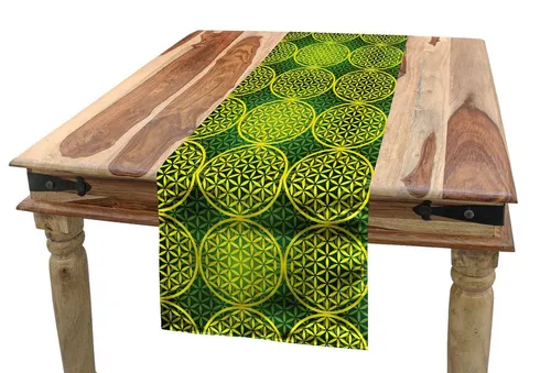 Abakuhaus Tischläufer Esszimmer Küche Rechteckiger Dekorativer Tischläufer, Modern Klare Blume des Lebens