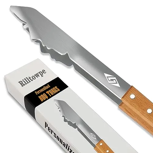 Grillzange, Grillzange aus Edelstahl mit Holzgriff, Grillbesteck 43 cm lang, Geschenke für Männer, Vater, Ehemann