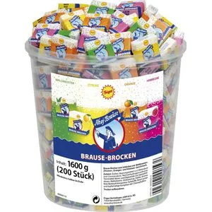 Ahoj-Brause BRAUSE-BROCKEN 200 St. - Fruchtgummis/Lakritze – Prickelndes Geschmackserlebnis mit 4 beliebten Geschmacksrichtungen: Orange, Zitrone, Himbeere und Waldmeister. Ideal für erfrischende Limonade oder als süßer Snack!