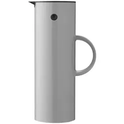 Stelton Isolierkanne EM77 - Doppelwandige Kaffeekanne, für heiße und kalte Getränke, mit Glaseinsatz und Magnetverschluss, elegantes Vintage-Design, 1 Liter, Hellgrau