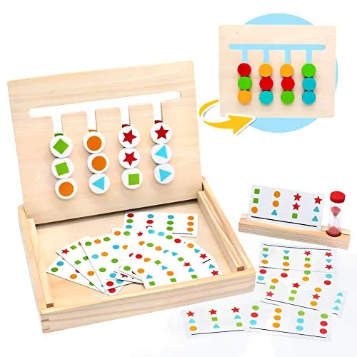 Montessori Schiebepuzzle für Kinder ab 3 Jahren - Doppelseitiges Holzpuzzle zur Förderung von Logik und Geduld. Ideal für kreative Spielstunden und als Geschenk für Jungen und Mädchen von 3 bis 6 Jahren.