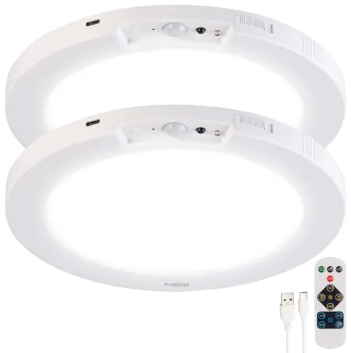 Luminea Deckenleuchte: 2er-Set LED-Akku-Decken- & Wandleuchte, Bewegungssensor, Fernbedienung (LED Deckenleuchte Bewegungsmelder, Wandleuchten Bewegungsmelder, Decke)