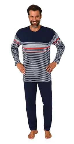 Normann Herren Schlafanzug Pyjama lang - Eleganter Streifenlook in Übergröße, rot, Größe 56 - Eleganter Langarm Pyjama von Normann in farbenfrohem Streifenlook. Mit praktischen Seitentaschen, bequemem Schnitt und hochwertiger Jersey-Qualität für besten Tragekomfort. Auch in Übergrößen erhältlich.
