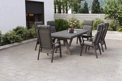 OUTFLEXX Garten-Essgruppe Tirana/Valencia – Eleganz für Ihren Außenbereich - Die SIENA GARDEN Tirana/Valencia Garten-Essgruppe vereint modernes Design mit Komfort. Der ausziehbare Tisch bietet Platz für bis zu zehn Personen, ideal für gesellige Abende. Witterungsbeständig und pflegeleicht, perfekt für jede Terrasse.