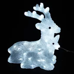 Mojawo Acryl Hirsch mit Rehkitz – 60 LEDs Kaltweiß - Dekorative Außenbeleuchtung in Form eines Hirsches mit Rehkitz, ideal für die Weihnachtszeit. 60 kaltweiße LEDs sorgen für strahlende Akzente im Garten. Wetterfest und mit 10m Zuleitung für flexible Platzierung.