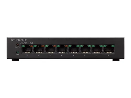 Cisco Small Business SF110D-08HP Netzwerk-Switch - 8-Port L2 Fast Ethernet Switch mit Power Over Ethernet (PoE) für einfache Netzwerkinstallationen und kosteneffiziente Stromversorgung.