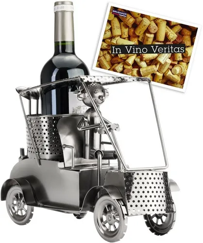 BRUBAKER Wein Flaschenhalter Golfer im Golfcart in silber von BRUBAKER