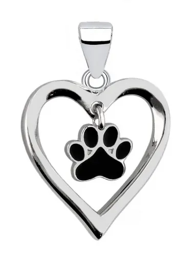 Goldene Hufeisen Kettenanhänger Silber Herz mit Pfote 925 Sterling - Wunderschöner Herz mit Pfote Anhänger aus 925 Sterling Silber, perfekt für stilvolle Halsketten. Vielseitig tragbar und ideal als Geschenk in einer eleganten Schmuckbox.