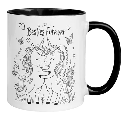 Beste Freunde Freundinnen Tasse mit Spruch | Einhorn & Besties Forever | Geschenk für beste Freundin besten Freund Freundschaft | Best Friends - Freundschaftstasse lustig witzig liebevoll herzlich