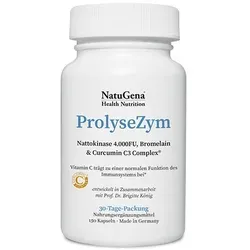 NatuGena ProlyseZym | 150 Kapseln mit Nattokinase, Bromelain & Curcumin - Nahrungsergänzungsmittel mit veganer Kapselhülle, kombiniert natürliche Enzyme und Vitamine zur Unterstützung des Immunsystems und zum Schutz vor oxidativem Stress.