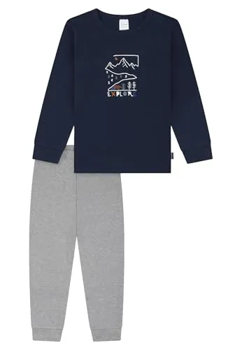 Schiesser Jungen Schlafanzug Warme Qualitäten Frottee - Fleece Interlock Größe 92 Bis 140 Pyjamaset, Grau-Mel._181864, 116 EU