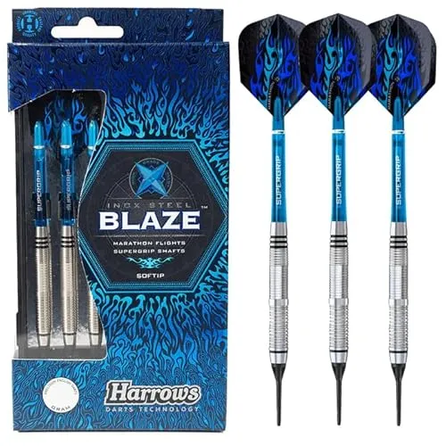 HARROWS DARTS Dartpfeil HARROWS BLAZE SOFT 18g - Hochwertige Soft-Darts von HARROWS mit 18g. Die speziellen Mikro-Rillen sorgen für optimalen Grip und präzise Würfe. Ideal für Hobbyspieler und Profis.