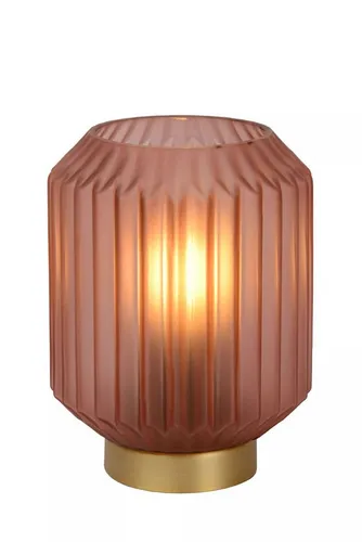 Licht-Erlebnisse Tischleuchte VOMAR, ohne Leuchtmittel, Glas Metall E14 Ø 13 cm rund 17 cm hoch in Gold Rosa Modern
