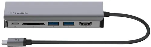 Belkin CONNECT USB-C 6-in-1 Multiport-Adapter AVC008btSGY - USB-C Hub mit 4K HDMI, Gigabit Ethernet und 100W PD für effizientes Arbeiten und vielseitige Konnektivität