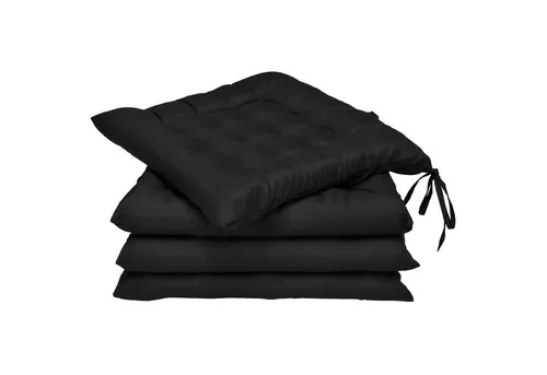 Beautissu 4er Set Stuhlkissen 40x40 mit Bändern – Komfortable Sitzkissen für Gartenmöbel & Stühle - Rücken- & Sitzkissen: Praktisches 4er Set mit 5 cm Polsterung für optimalen Sitzkomfort. Ideal für Indoor & Outdoor, pflegeleicht und OEKO-TEX zertifiziert.