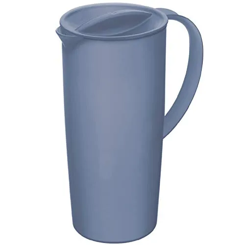 Rotho Caruba Krug 1.2l mit Deckel und Ausguss, Kunststoff (PP) BPA-frei, horizonblue, 1.2l (16.0 x 10.5 x 22.0 cm), Blau