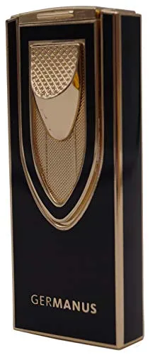 GERMANUS Jetflame Feuerzeug mit 2 Flammen für Zigarren, Schwarz, Gold