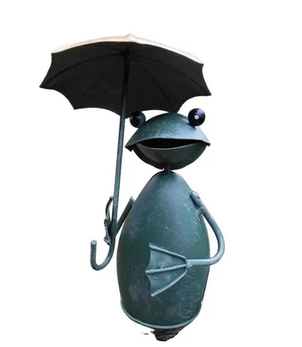 Deko-Impression Dekofigur Zaunfigur Zaunhocker Gartendeko Frosch mit gelbem Schirm geöffnet (1 St)