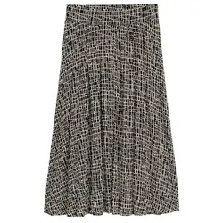 TOM TAILOR Bleistiftrock skirt crinkle effect abstract black grid design 36