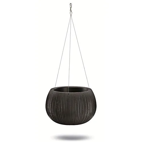 Prosperplast Beton Bowl WS aus Kunststoff mit Behälter in Zementfarbe Schwarz, 16,1 (H) x 23,8 (T) cm