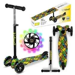 COIL Dreiradscooter mit LED-Rädern, Schwarz - Dreirädriger Kinderroller mit leuchtenden LED-Rädern für coole Lichteffekte. Ideal für Gleichgewichtstraining und einfache Handhabung. Leicht und stabil, perfekt für kleine Abenteurer!