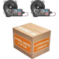 Helix CB K100.2-S3 Lautsprecher Einbaupaket für Citroën Jumper II - Komplettset für den Austausch der Lautsprecher in Ihrem Citroën Jumper II (1994-2006). Enthält 2 Tief-Mitteltöner und 2 Hochtöner für erstklassigen Sound. Einfache Installation dank Adapterstecker.