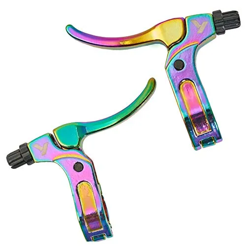 KHE Radius BMX Bremshebel PAAR Alu Klappscharnier OIL SLICK - Bremshebel aus 7005 Aluminium, kaltgeschmiedet und extrem stabil. Mit praktischem Klappscharnier und nur 83g pro Hebel - ideal für BMX-Fahrer, die Wert auf Leichtigkeit und Leistung legen.