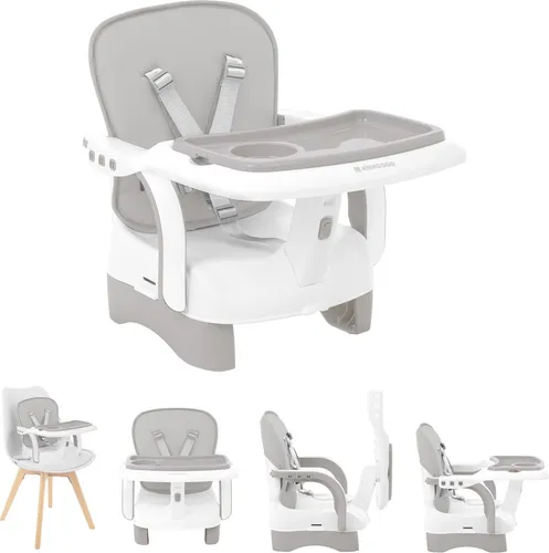 Kikkaboo Kinderstuhl Boostersitz Chewy - Faltbar mit Doppeltablett - Hochstuhl für Kinder ab 6 Monaten, faltbar und ideal für unterwegs. Mit 5-Punkt-Sicherheitsgurt und Doppeltablett für selbstständiges Essen.