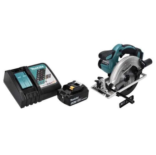 Makita DSS 611 RT1 Akku Handkreissäge 18 V - Akku-Handkreissäge mit 165 mm Sägeblatt, inklusive 5 Ah Akku und Ladegerät – ideal für präzise Schnitte in Holz und Metall, kabellos und leistungsstark.