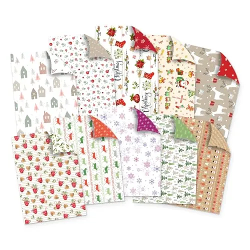 itenga Fotokarton I Bastelkarton I Motivblock I Weihnachten I 20 Blatt I DIN A4 I beidseitig bedruckt I Weihnachtsmotive zum Basteln