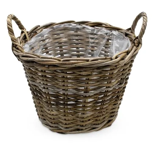 Produktbild Spetebo Rattan Pflanzkorb Natur mit Folie