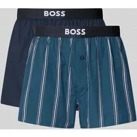 BOSS Slim Fit Boxershorts aus reiner Baumwolle im 2er-Pack in Blau, Größe M