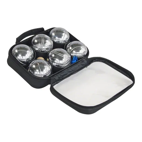 Boule-Set mit Nylontasche, glanzverchromt, 6 Stück, Petanquekugeln im Softbag