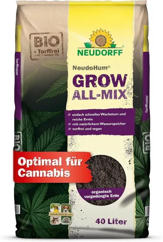 Neudorff Blumenerde NeudoHum Grow Erde All-Mix 40 Liter, dank organischer Aufdüngung mit Naturdünger für 6 Wochen vorgedüngt